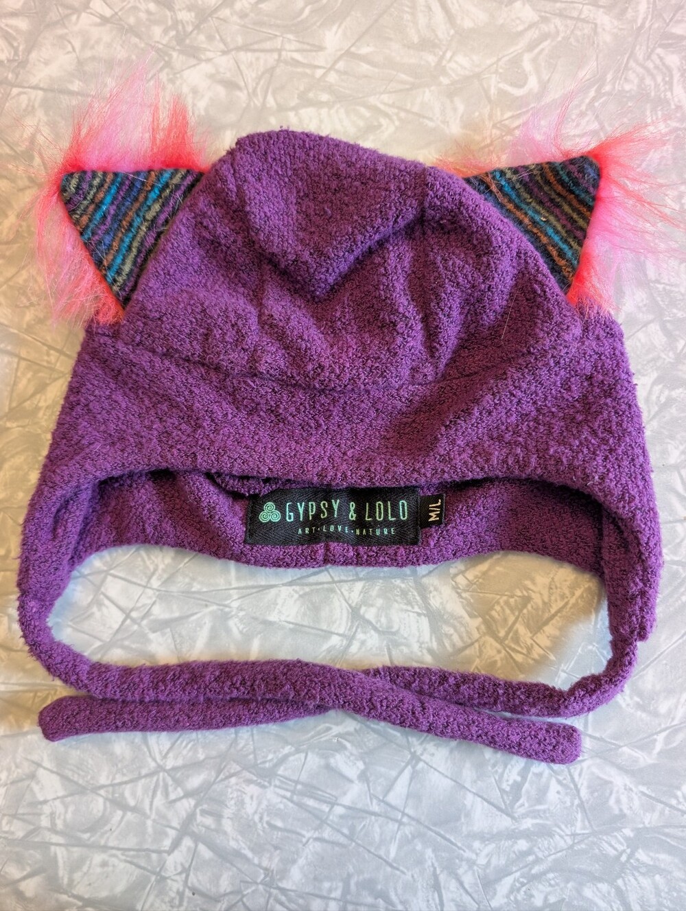 Gypsy & Lolo Purple Fleece Hat With Cat Ears - Size M/L